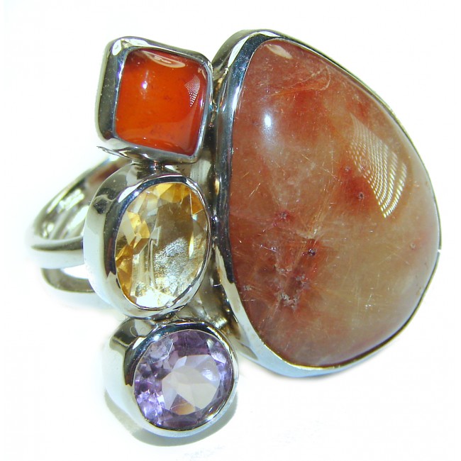 Amazing Golden Calcite .925 Sterling Silver Ring s. 8