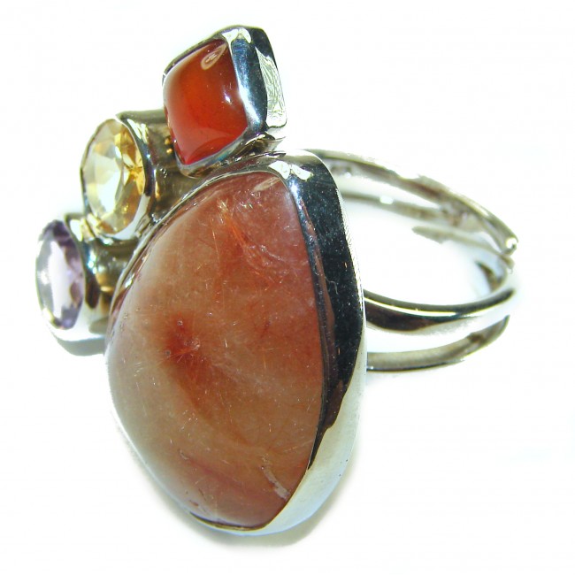 Amazing Golden Calcite .925 Sterling Silver Ring s. 8