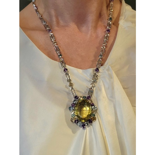 Exquisite Beauty authentic Lemon Quartz .925 Sterling Silver handcrafted necklace