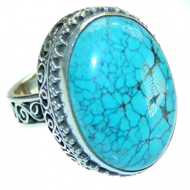 Arizona Beauty authentic Turquoise .925 Sterling Silver large handcrafted Ring size 5 3/4