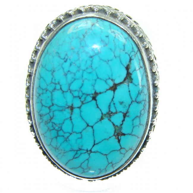 Arizona Beauty authentic Turquoise .925 Sterling Silver large handcrafted Ring size 5 3/4