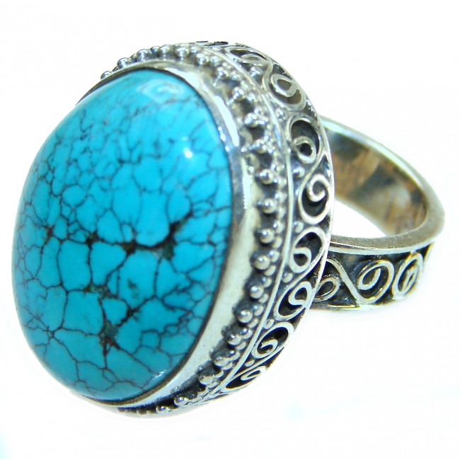 Arizona Beauty authentic Turquoise .925 Sterling Silver large handcrafted Ring size 5 3/4