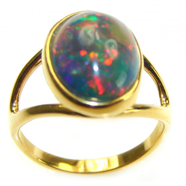 A Cosmic Energy Genuine 9.9 carat Black Opal 18K Gold over .925 Sterling Silver handmade Ring size 7 1/4