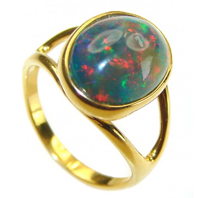 A Cosmic Energy Genuine 9.9 carat Black Opal 18K Gold over .925 Sterling Silver handmade Ring size 7 1/4