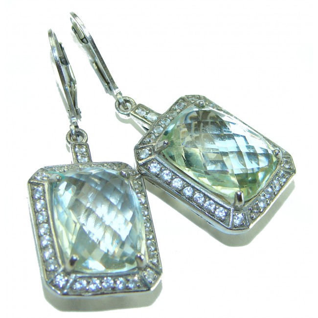 Exclusive Bali made Green Amethyst .925 Sterling Silver HANDCRAFTED Earrings