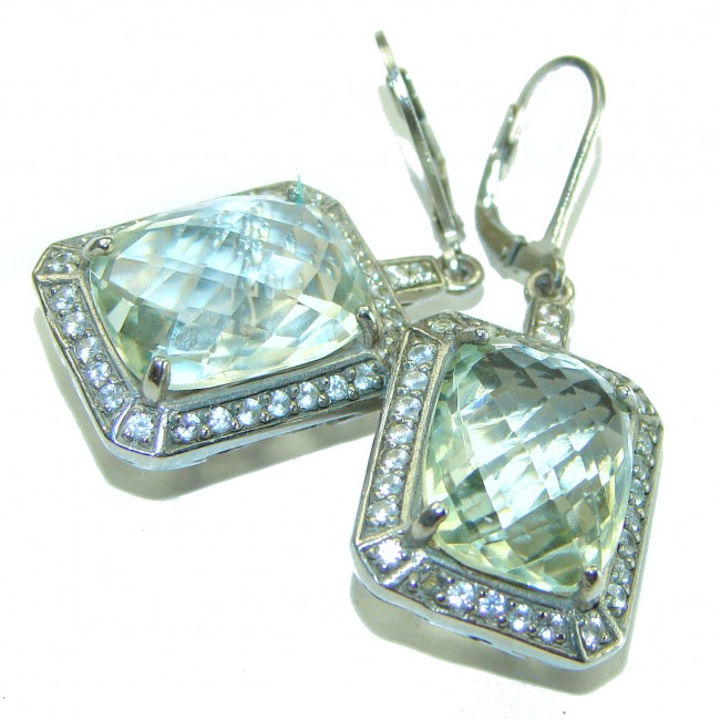 Exclusive Bali made Green Amethyst .925 Sterling Silver HANDCRAFTED Earrings