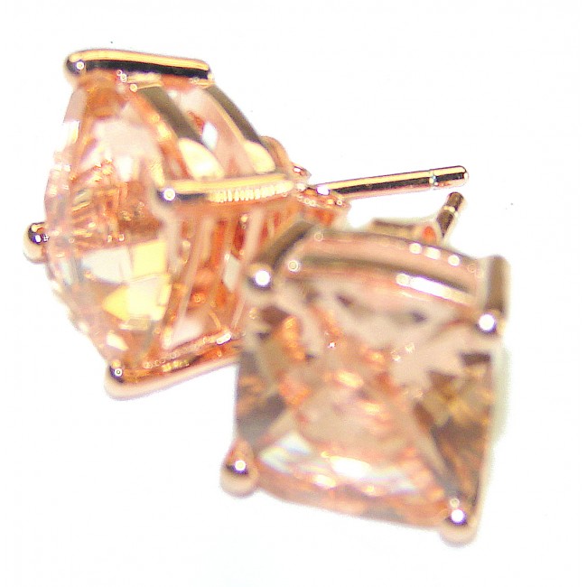 Authentic Morganite 14K Rose Gold over .925 Sterling Silver handcrafted Earrings