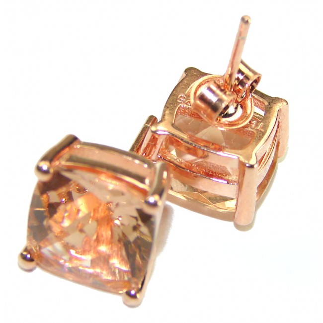 Authentic Morganite 14K Rose Gold over .925 Sterling Silver handcrafted Earrings