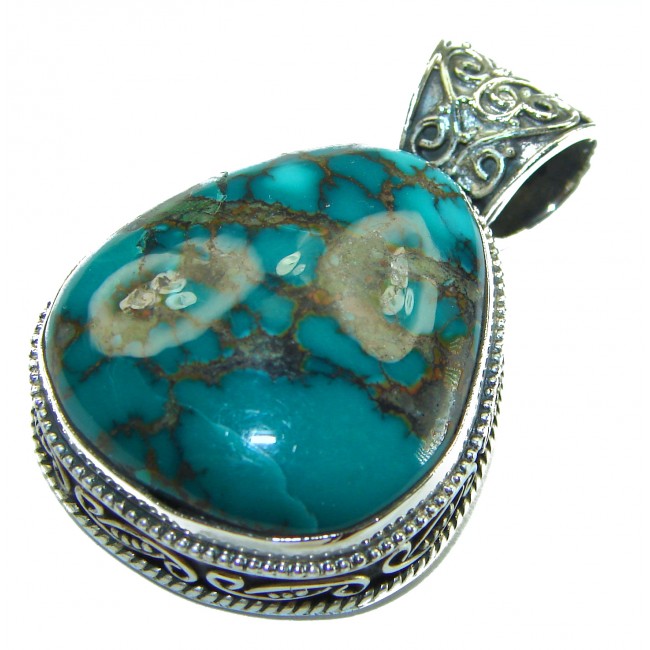 Arizona Beauty Natural Natural Turquoise .925 Sterling Silver handmade pendant