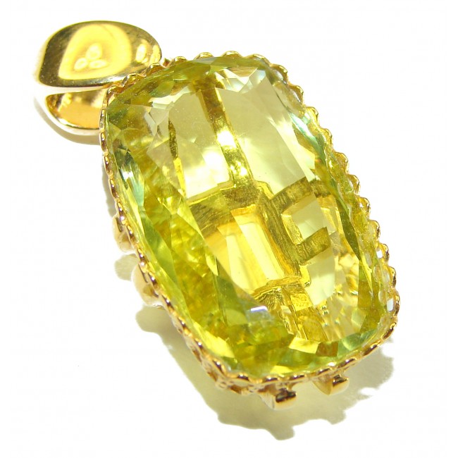 14.3 carat Lemon Quartz 14K Gold over .925 Sterling Silver handcrafted pendant