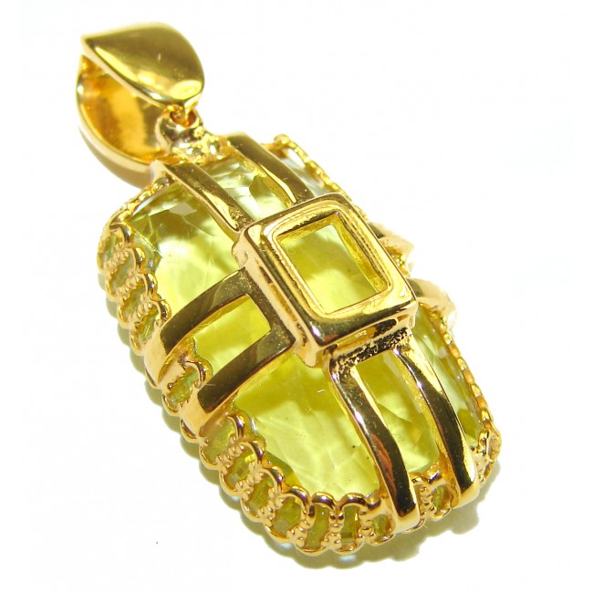 14.3 carat Lemon Quartz 14K Gold over .925 Sterling Silver handcrafted pendant