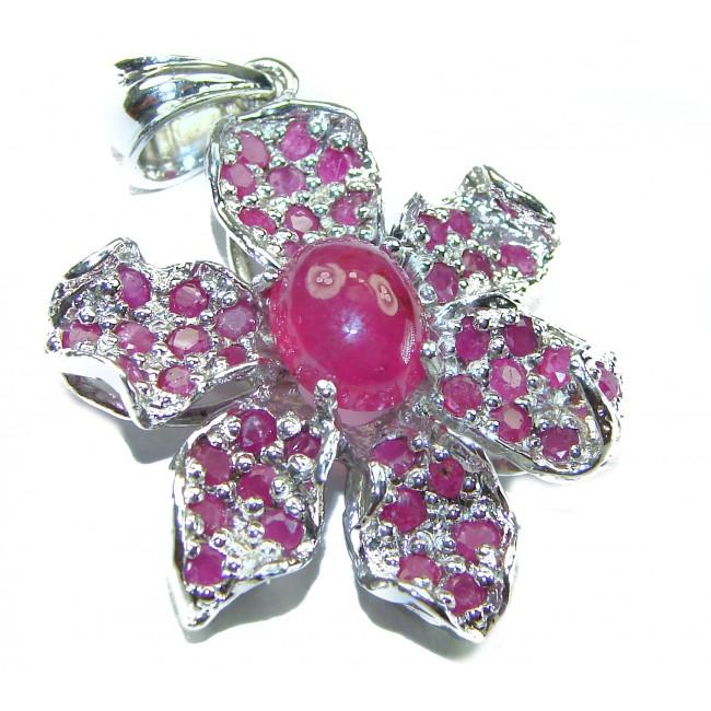 Red Flower Ruby .925 Sterling Silver handmade Pendant