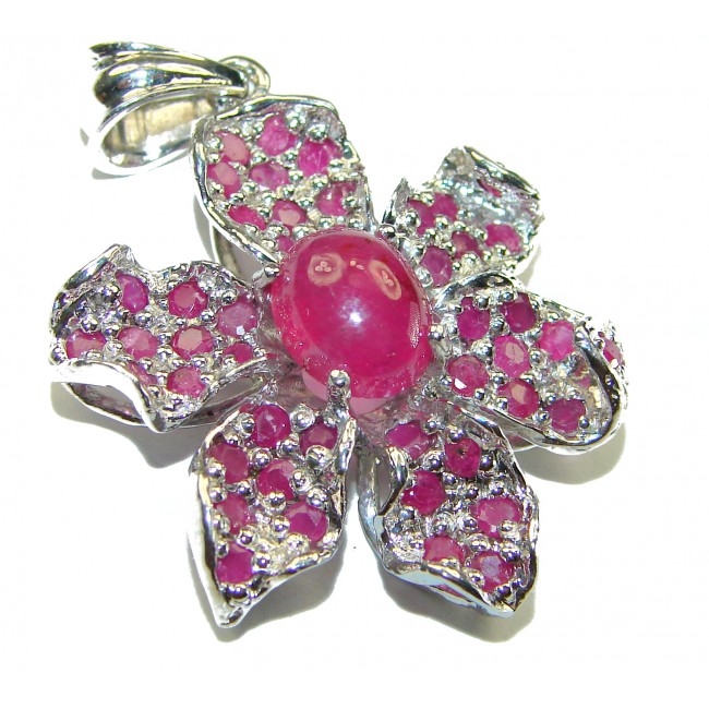 Red Flower Ruby .925 Sterling Silver handmade Pendant