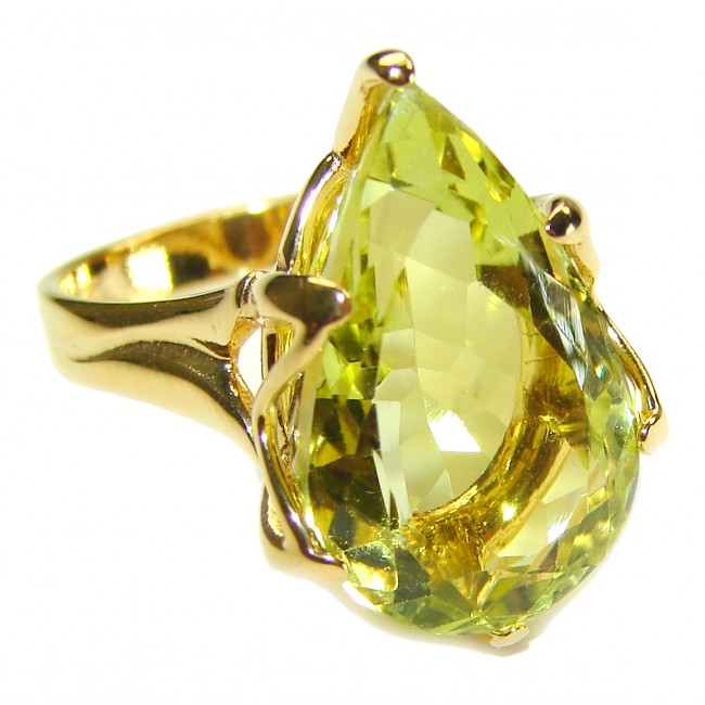 Authentic Citrine 14k Gold over .925 Sterling Silver handmade Cocktail Ring s. 6