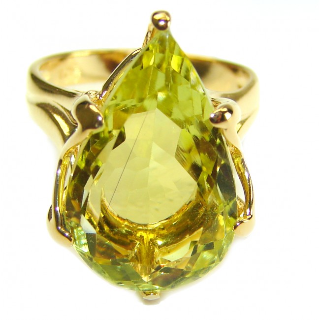 Authentic Citrine 14k Gold over .925 Sterling Silver handmade Cocktail Ring s. 6