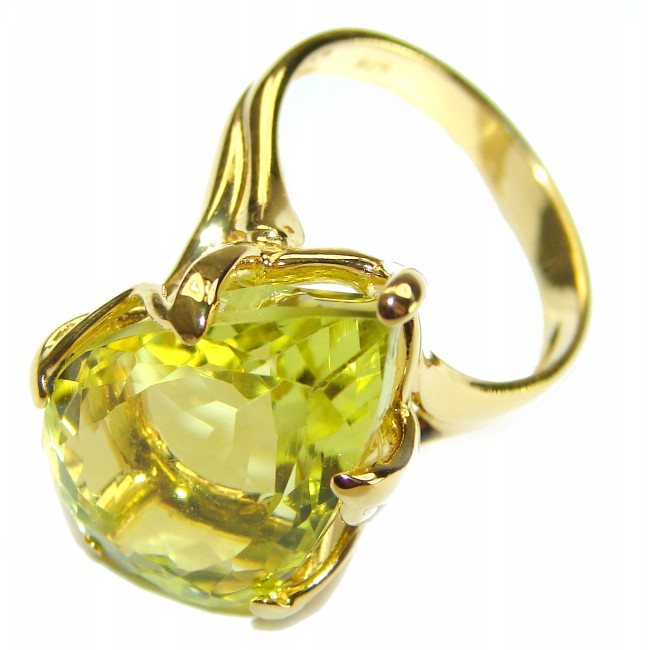 Authentic Citrine 14k Gold over .925 Sterling Silver handmade Cocktail Ring s. 6