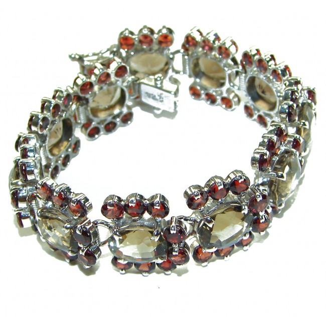 Infinity Authentic Smoky Topaz Garden .925 Sterling Silver handmade Bracelet