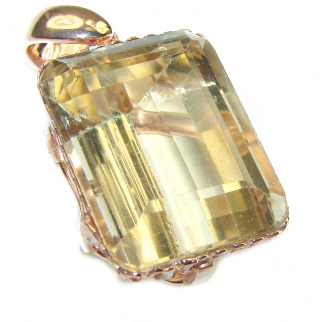 17.3 carat Lemon Quartz 14K Gold over .925 Sterling Silver handcrafted pendant