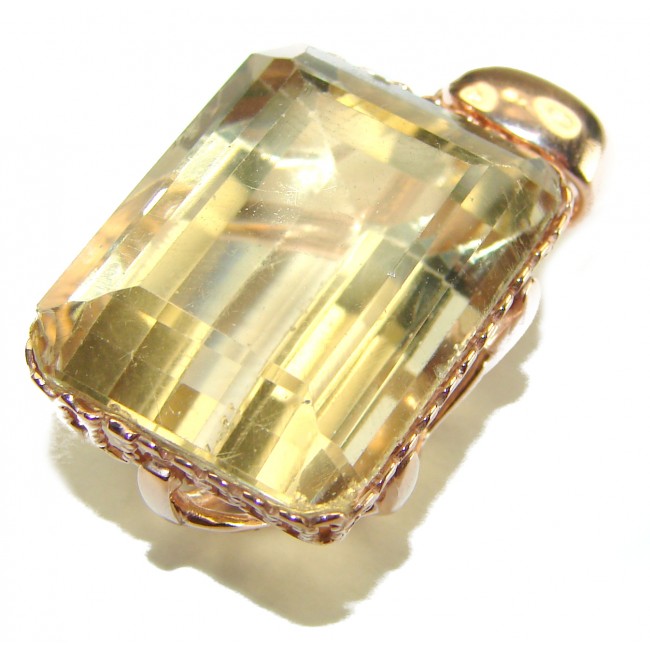 17.3 carat Lemon Quartz 14K Gold over .925 Sterling Silver handcrafted pendant