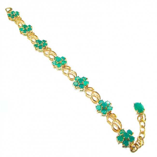 One of the kind authentic Emerald 18K Gol over .925 Sterling Silver handmade Luxurious Bracelet