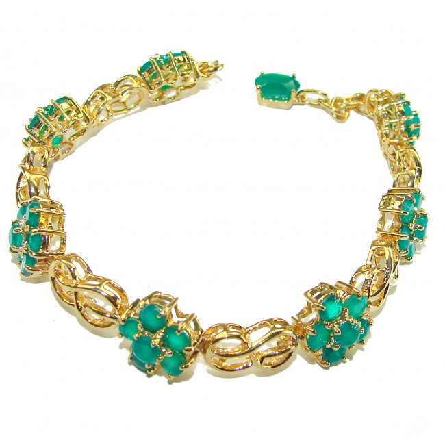 One of the kind authentic Emerald 18K Gol over .925 Sterling Silver handmade Luxurious Bracelet