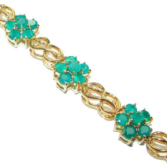 One of the kind authentic Emerald 18K Gol over .925 Sterling Silver handmade Luxurious Bracelet