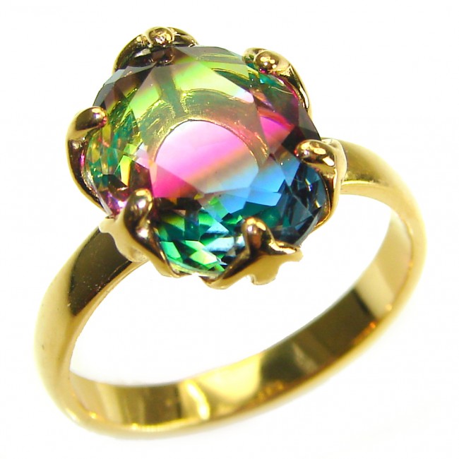 Brazilian Tourmaline 14K Gold over .925 Sterling Silver Perfectly handcrafted Ring s. 8