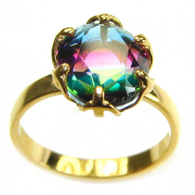 Brazilian Tourmaline 14K Gold over .925 Sterling Silver Perfectly handcrafted Ring s. 8