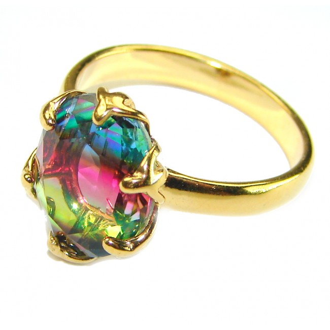 Brazilian Tourmaline 14K Gold over .925 Sterling Silver Perfectly handcrafted Ring s. 8