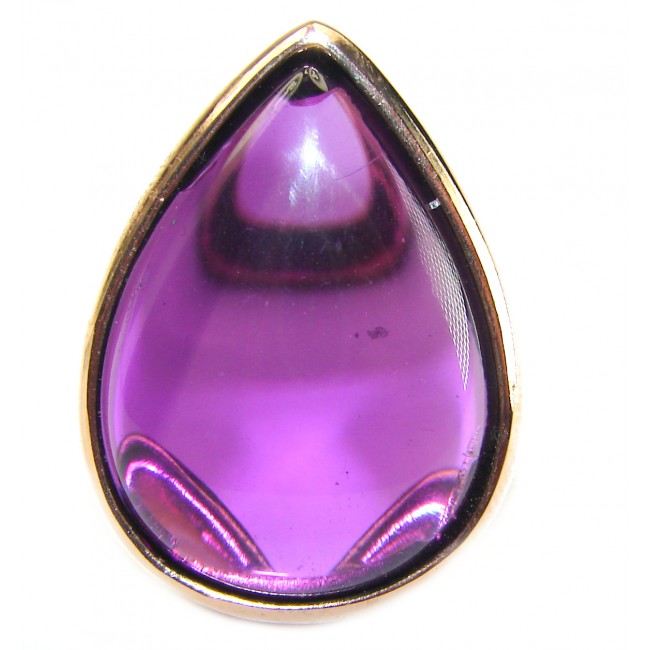 Spectacular Amethyst 14K Gold over .925 Sterling Silver Handcrafted Large Ring size 7