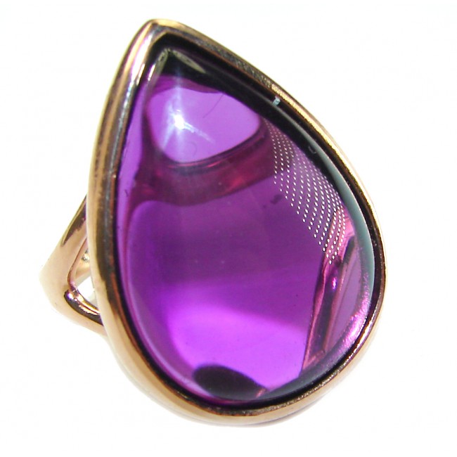 Spectacular Amethyst 14K Gold over .925 Sterling Silver Handcrafted Large Ring size 7