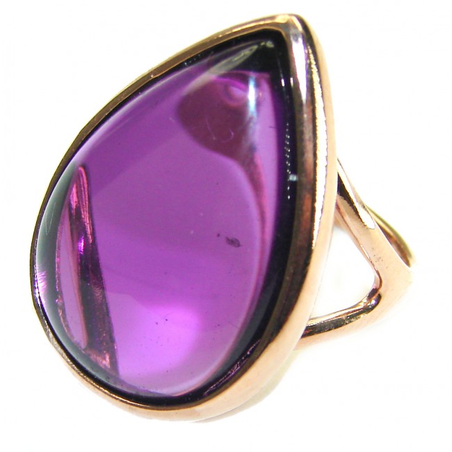 Spectacular Amethyst 14K Gold over .925 Sterling Silver Handcrafted Large Ring size 7