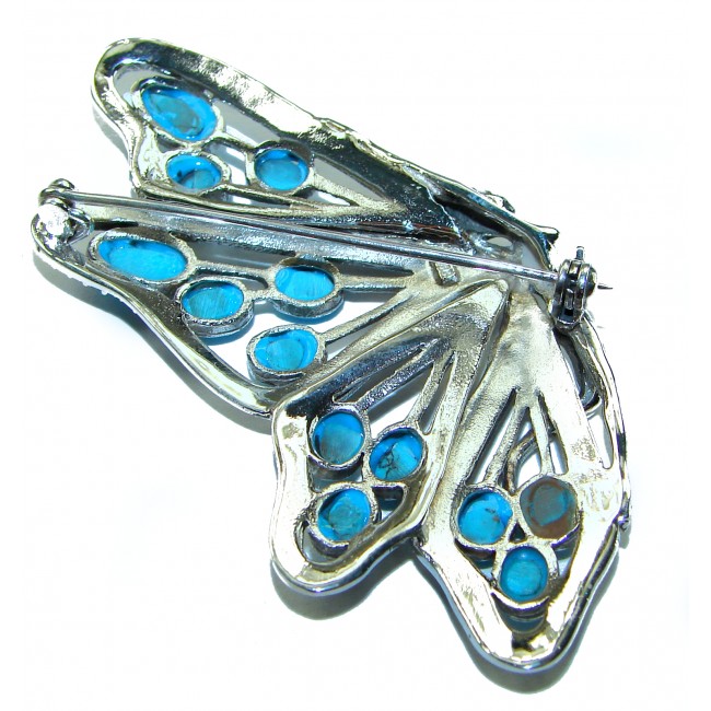 Spectacular Sassy Elf fairy Turquoise .925 Sterling Silver handmade Large Brooch