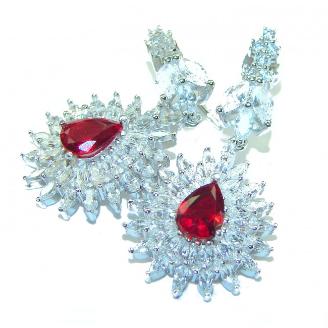 Excellent quality Genuine Ruby .925 Sterling Silver handcrafted earrings