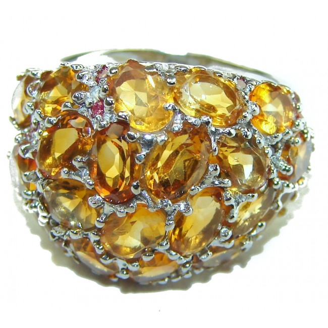 Dramatic design Citrine .925 Sterling Silver Handcrafted Ring size 8