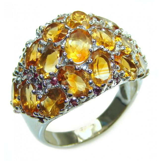 Dramatic design Citrine .925 Sterling Silver Handcrafted Ring size 8