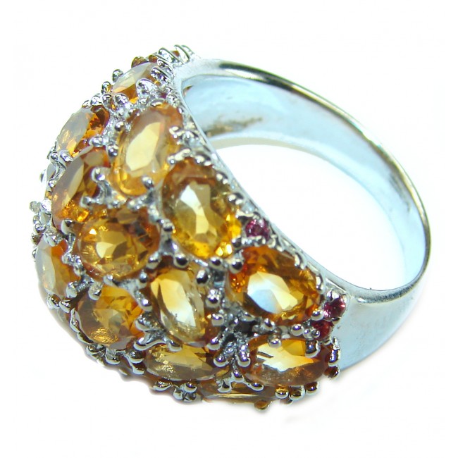 Dramatic design Citrine .925 Sterling Silver Handcrafted Ring size 8