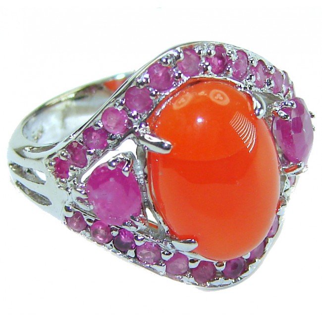 Orange Beauty Power Carnelian .925 Sterling Silver handmade ring s. 8 1/4