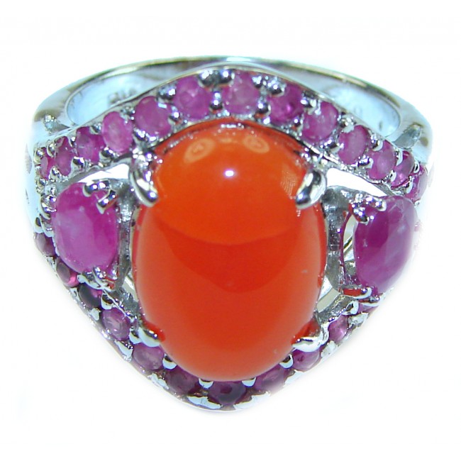 Orange Beauty Power Carnelian .925 Sterling Silver handmade ring s. 8 1/4