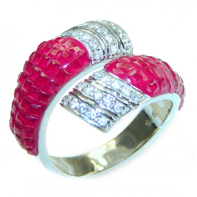 Born to Glam authentic Ruby .925 Silver handcrafted Cocktail Ring s. 7