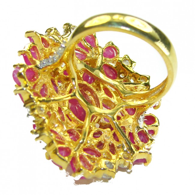 Bella Rosa authentic Ruby 18K Gold over .925 Sterling Silver handcrafted Statement Large Cocktail Ring s. 6 3/4