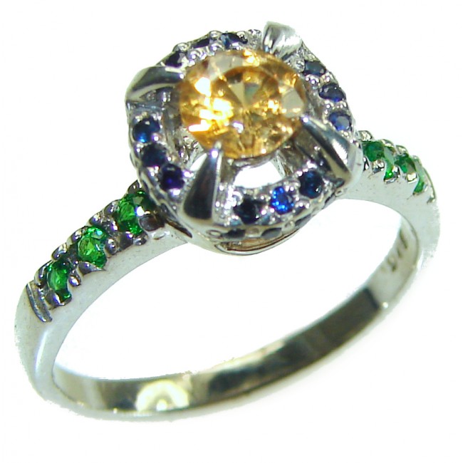 2.5 carat Yellow Sapphire .925 Sterling Silver handcrafted ring; s. 7