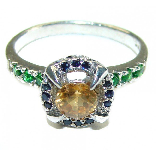 2.5 carat Yellow Sapphire .925 Sterling Silver handcrafted ring; s. 7