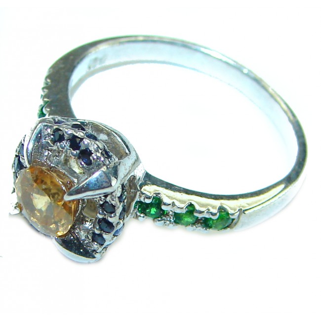 2.5 carat Yellow Sapphire .925 Sterling Silver handcrafted ring; s. 7