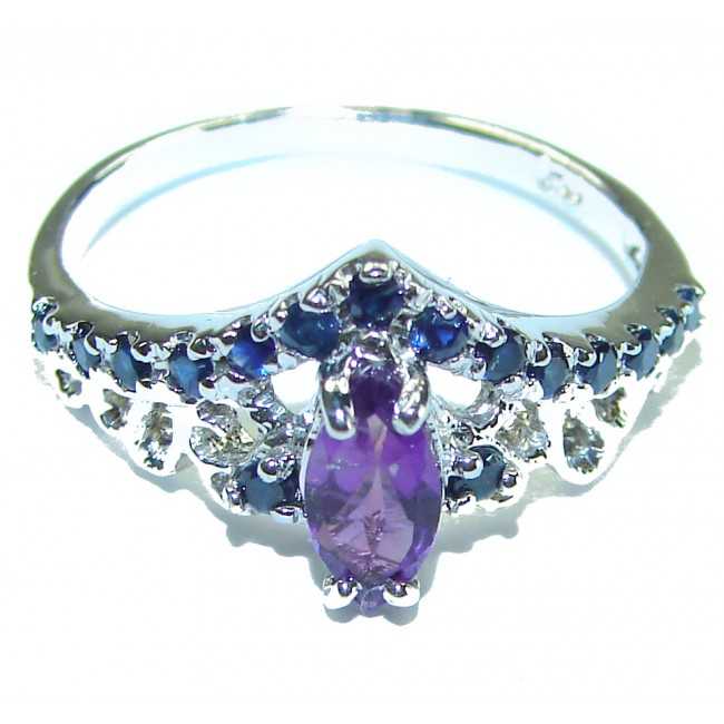 Stunning 2.5 carat Amethyst .925 Sterling Silver handmade Ring size 7