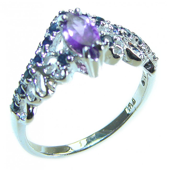 Stunning 2.5 carat Amethyst .925 Sterling Silver handmade Ring size 7