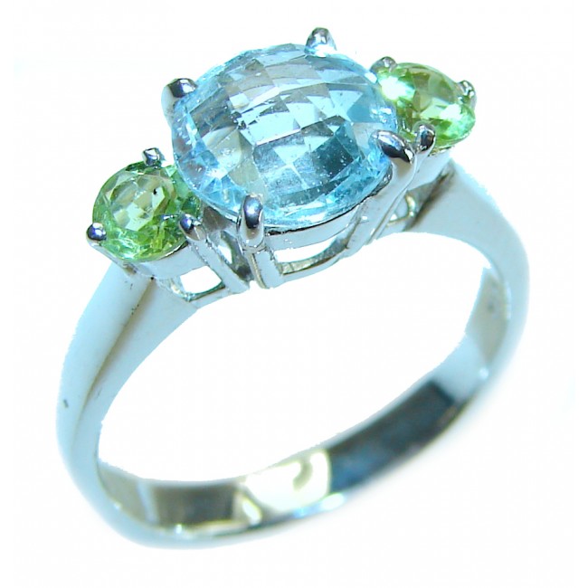 Precious 3.1 carat AQUAMARINE .925 Sterling Silver Handcrafted Ring size 7