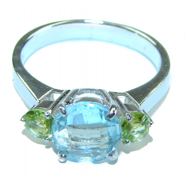 Precious 3.1 carat AQUAMARINE .925 Sterling Silver Handcrafted Ring size 7