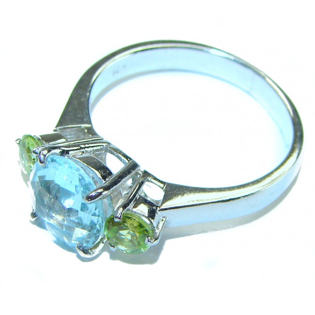 Precious 3.1 carat AQUAMARINE .925 Sterling Silver Handcrafted Ring size 7