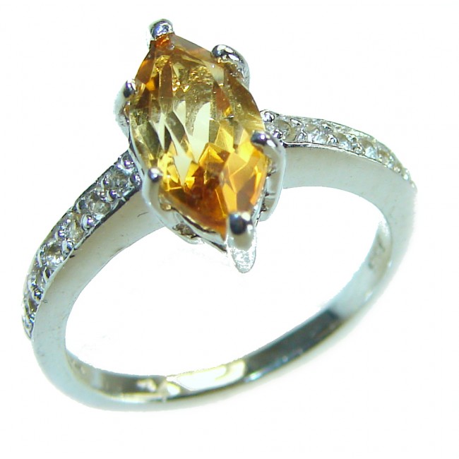 Authentic 3.2 carat Citrine .925 Sterling Silver handmade Cocktail Ring s. 7